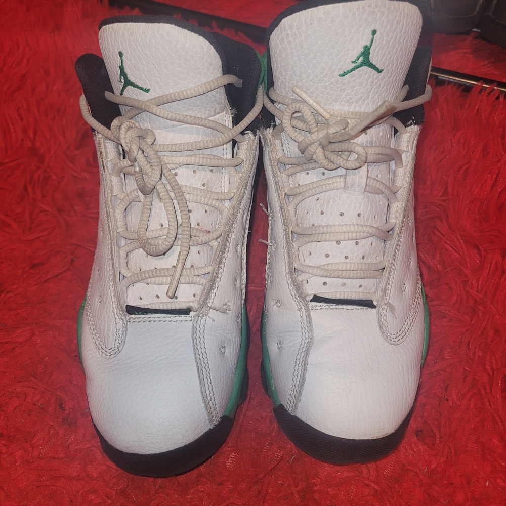 Jordan Kids White and Green Sneakers